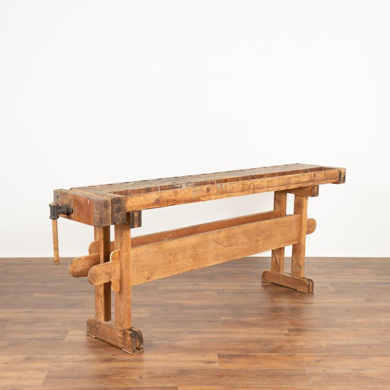Antique Work Table Old Carpenter's Workbench Rustic Console Table at