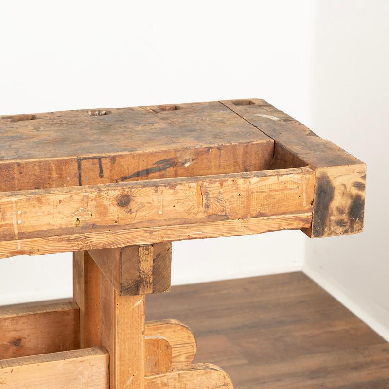 Antique Work Table Old Carpenter's Workbench Rustic Console Table at