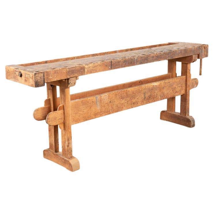 Antique Work Table Old Carpenter's Workbench Rustic Console Table at ...