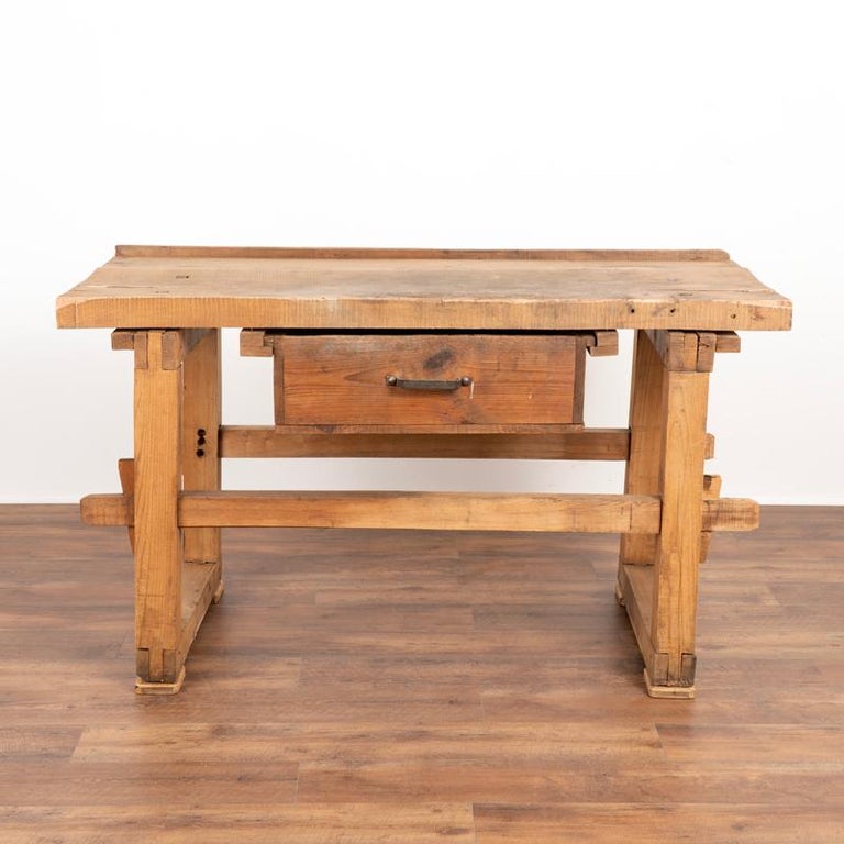 Antique Work Table with Large Drawer Small Rustic Kitchen Island For