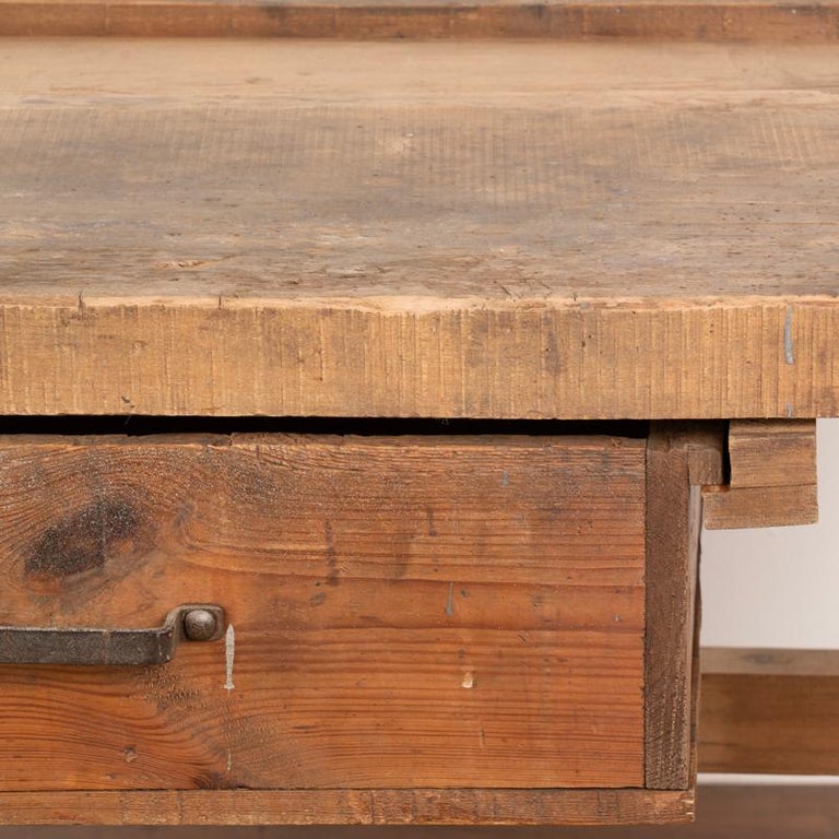 Antique Work Table with Large Drawer Small Rustic Kitchen Island For