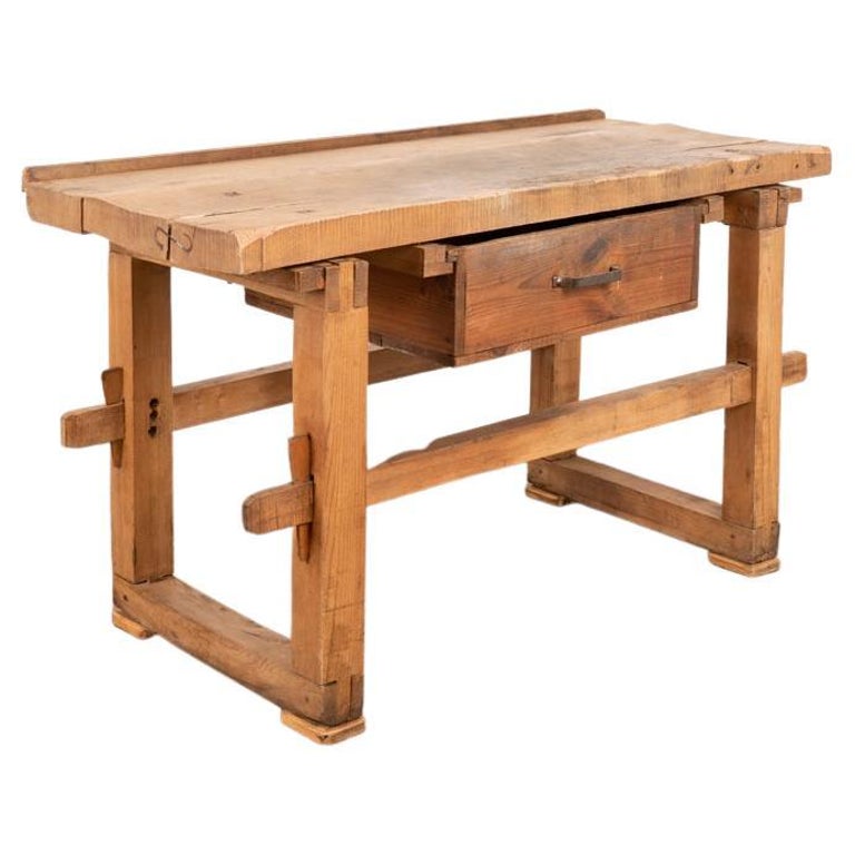 Antique Work Table with Large Drawer Small Rustic Kitchen Island For