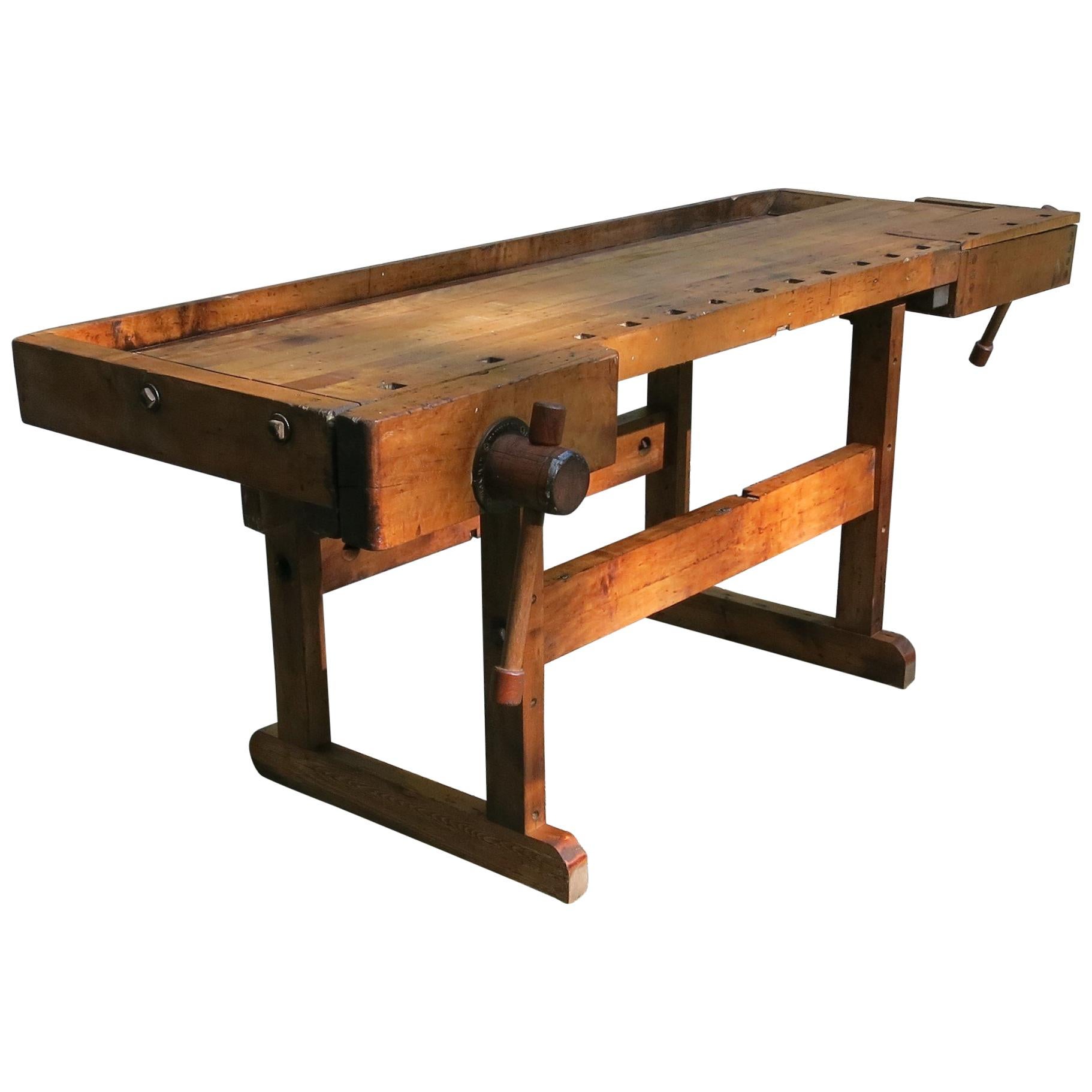 Antique Workbench Industrial Table Hammacher Schlemmer, circa 1900