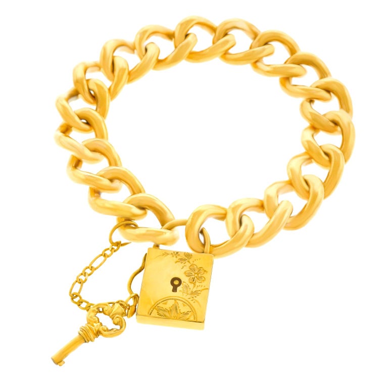 Antique Working Lock and Key Gold Bracelet at 1stDibs gold bracelet
