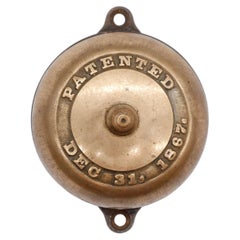 Antique Working Mechanical Doorbell with Porcelain Knob Hand Crank