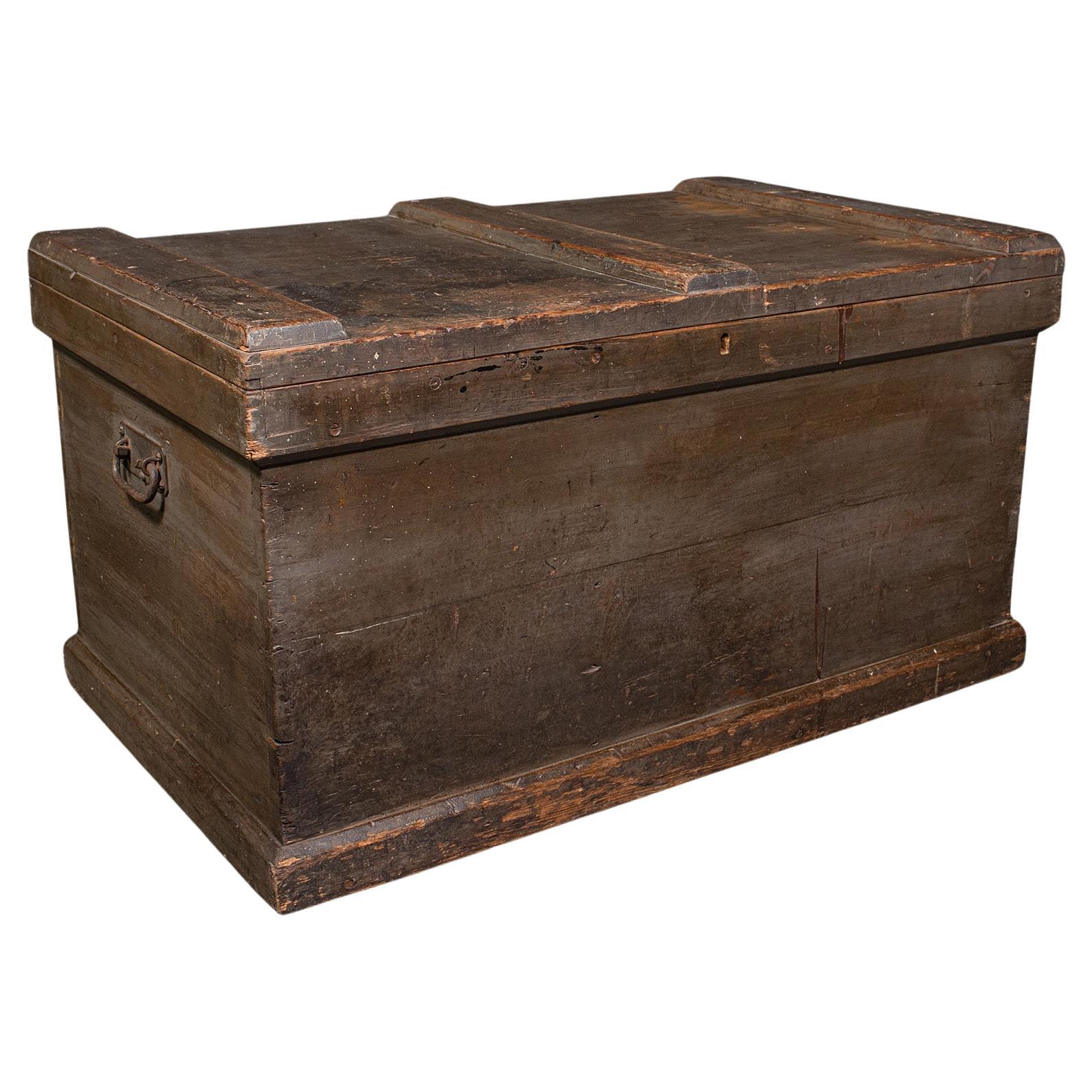 Antique Workman's Chest, English, Pine Tool Chest, Coffee Table, Victorian, 1880 For Sale