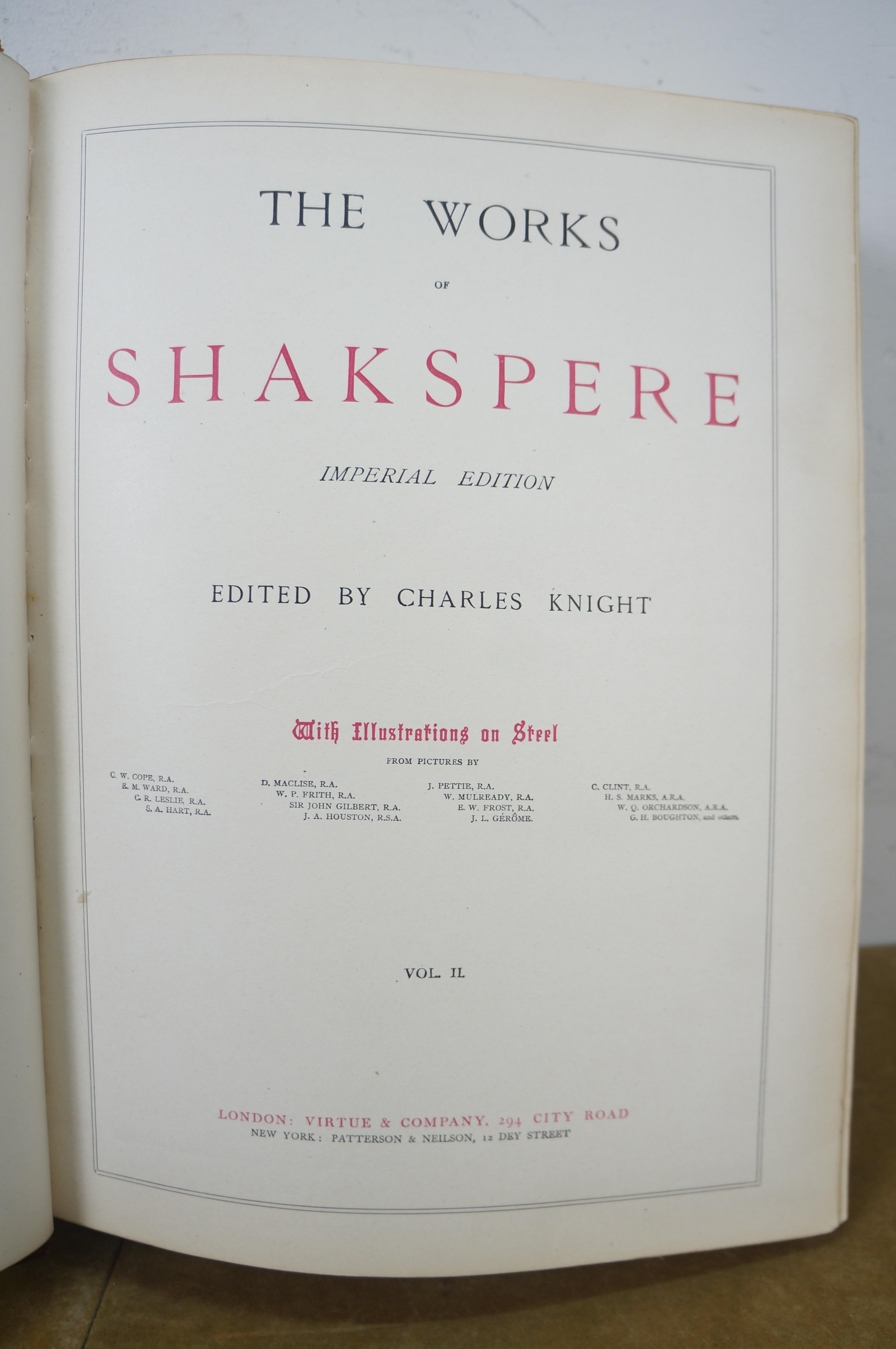 Antiguas Obras de Shakespeare Edición Imperial Vol II Charles Knight Virtue 15