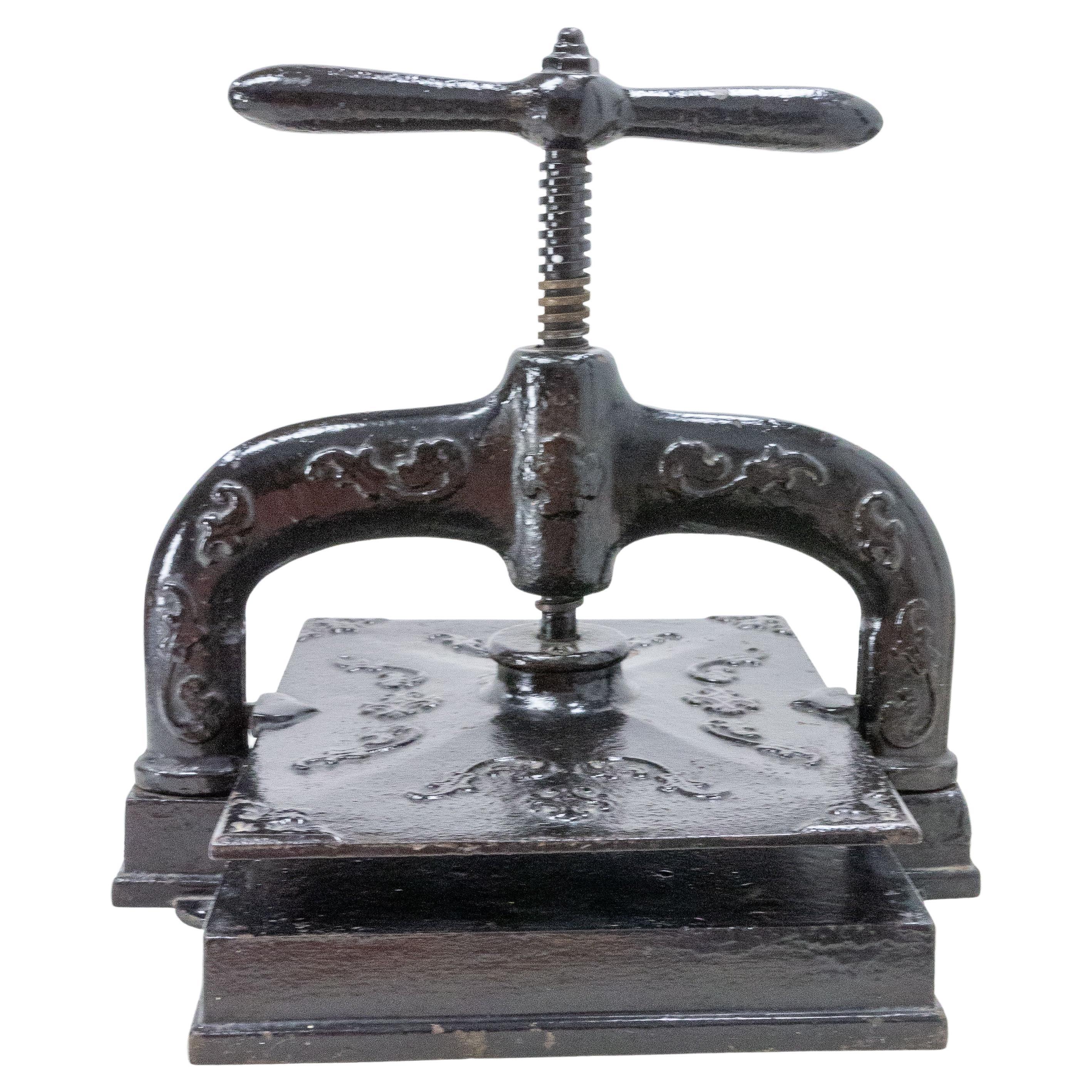 Antique Workshop Book Press Wrought Iron, France, circa 1850 For Sale