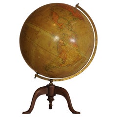 Antique World Globe From Fleet Street London 1923 on Wooden Stand