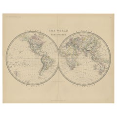 Antiguo mapamundi de Johnston, 1882