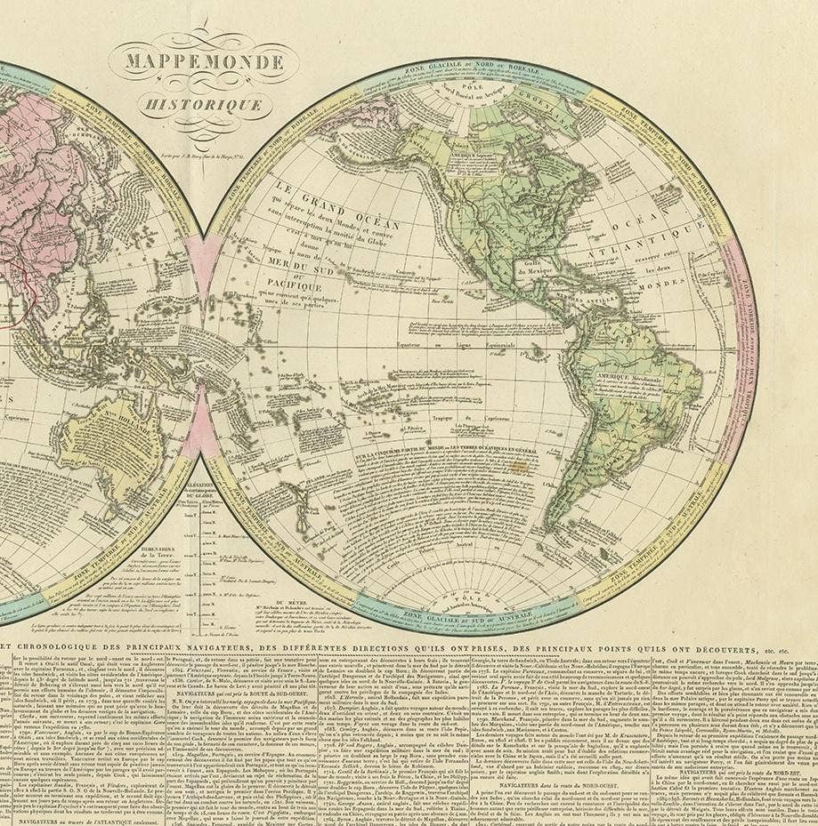 Antique World Map by Lesage, 1823