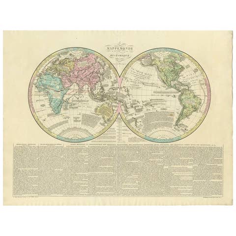 Antique World Map by Lesage, 1823