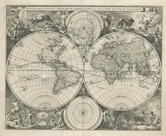 Gorgeous Antique World Map by the Dutch Mapmaker Visscher, published circa 1679
