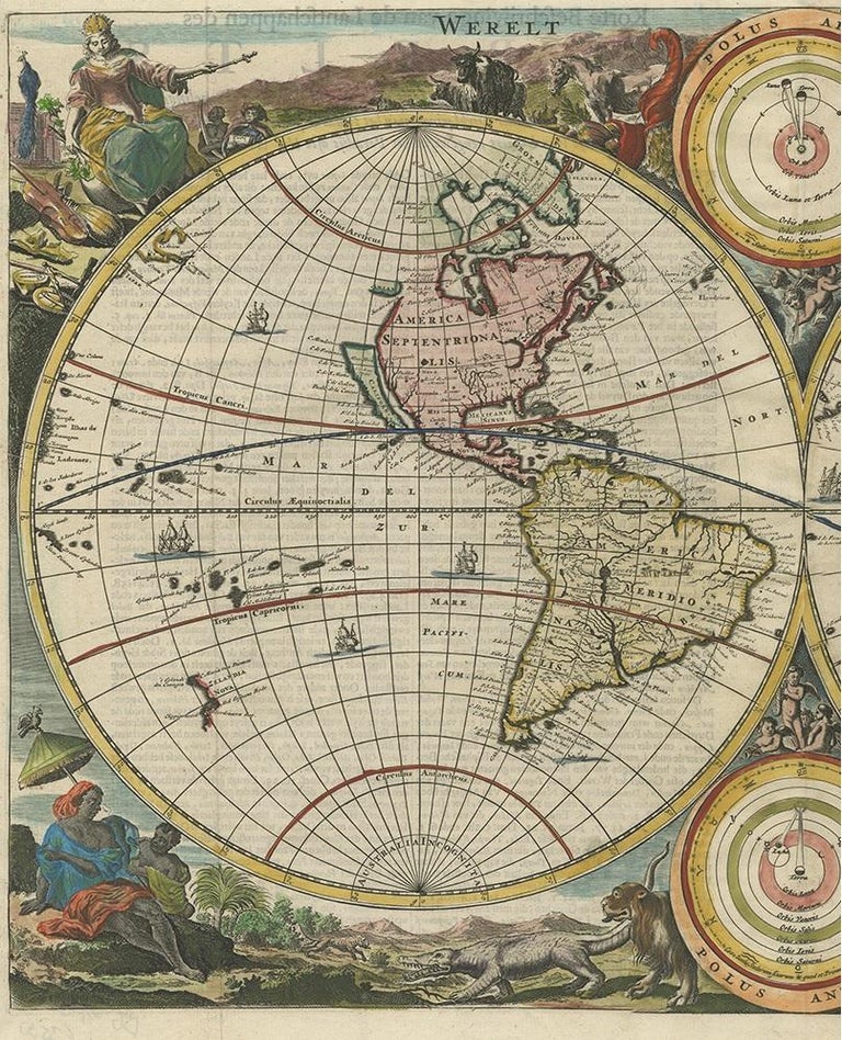 Antique World Map By Stoopendaal Circa 1680 For Sale At
