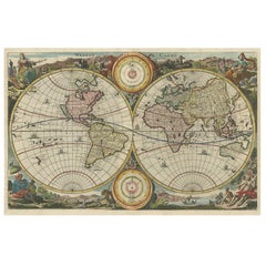 Antique World Map by Stoopendaal, circa 1680