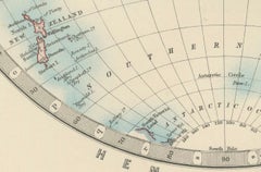 Antique World Map in Hemispheres with Delicate Pastel Coloring, 1903