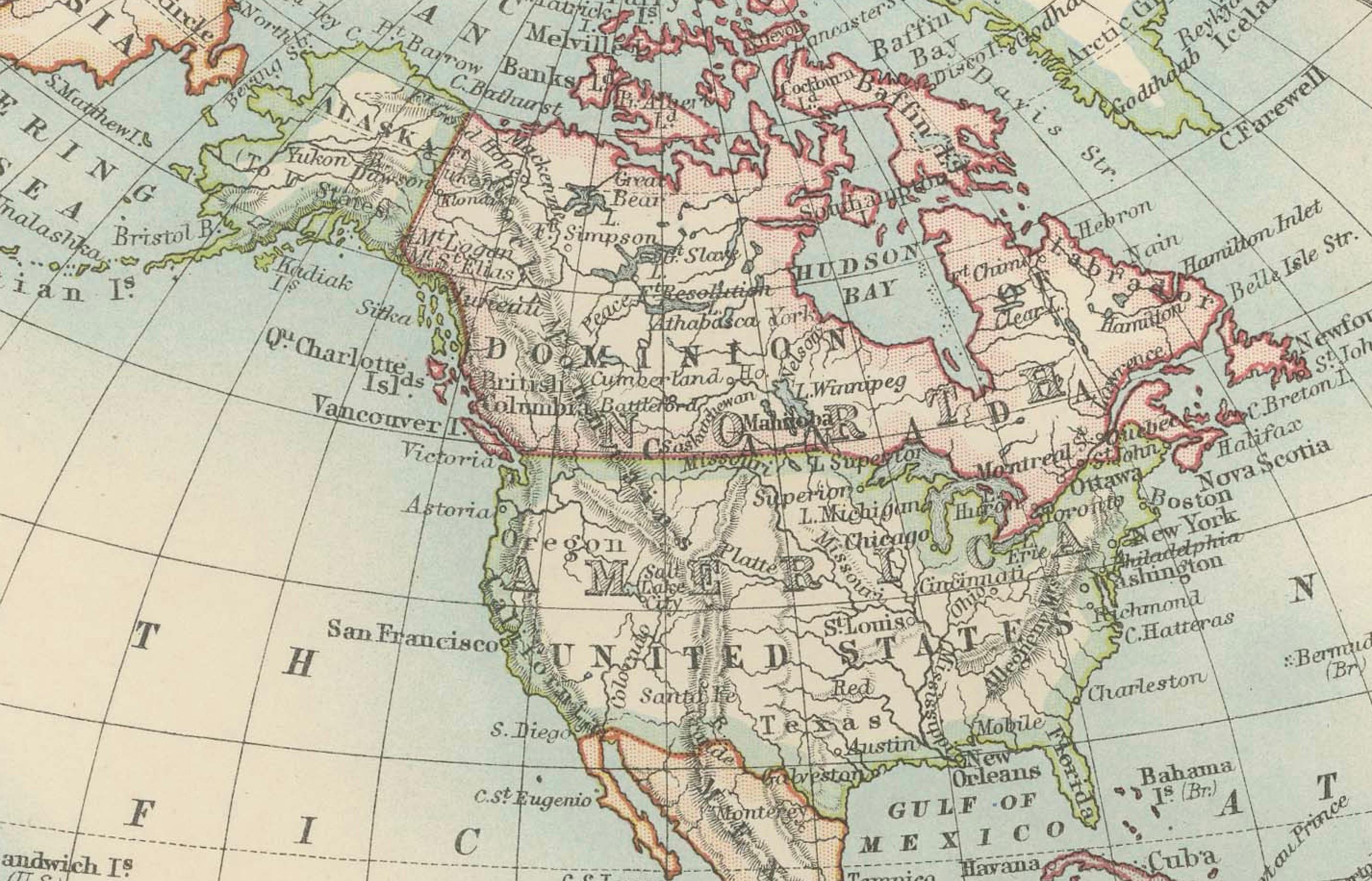 20ième siècle Carte du monde ancienne en hémisphères avec des couleurs délicates au pastel, 1903 en vente