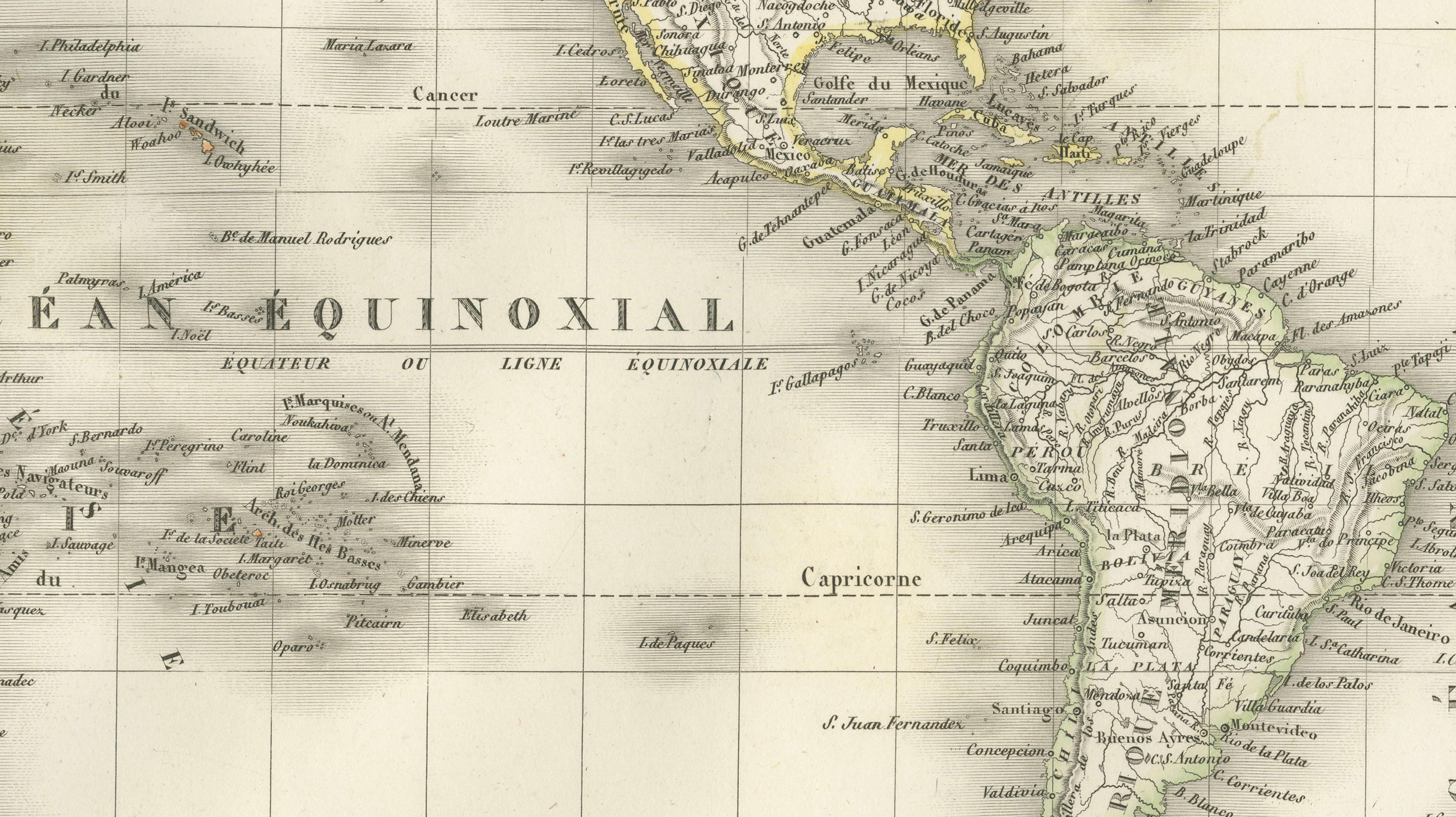 Antique World Map on Mercator Projection – Lapie, Paris, 1838