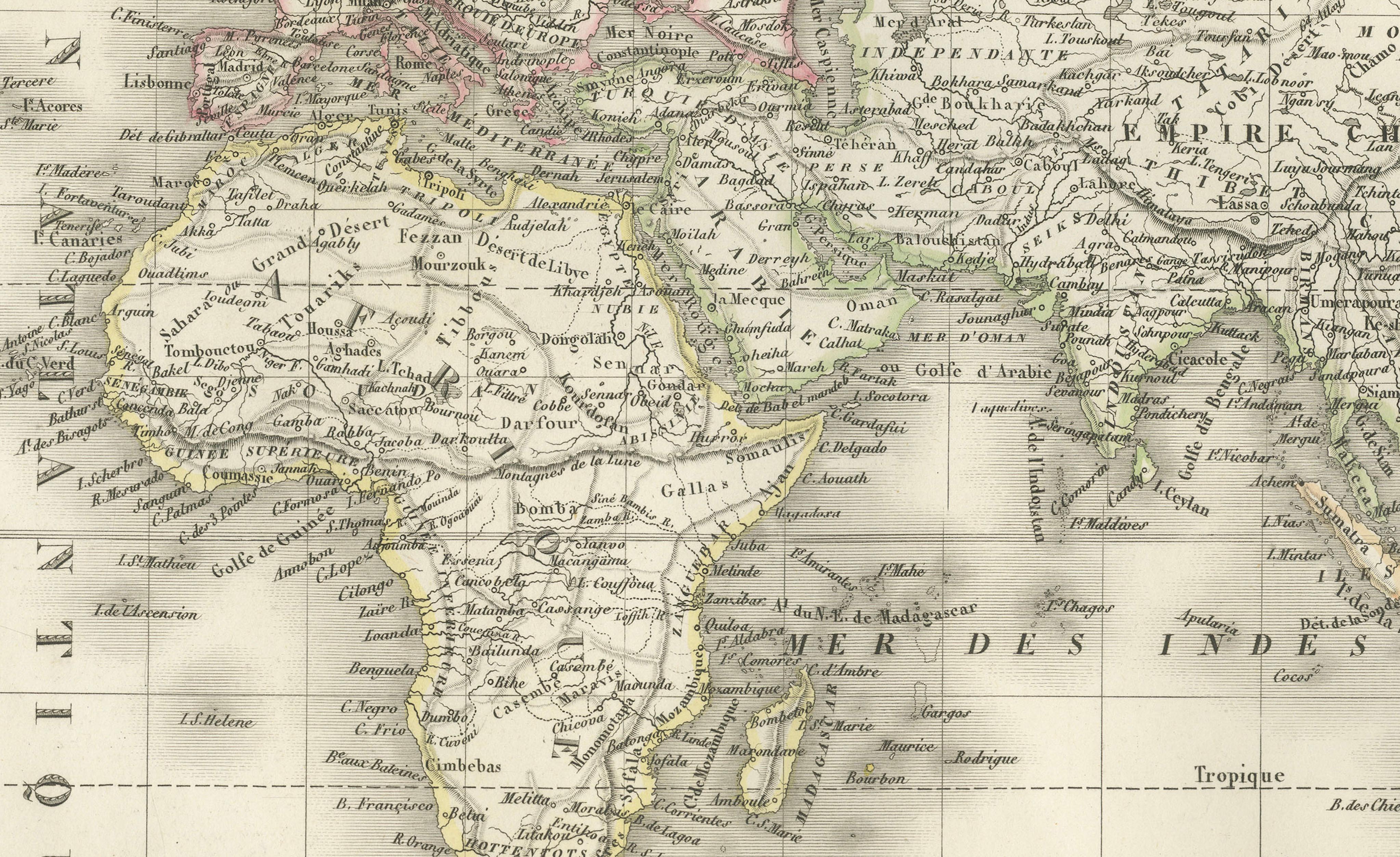 Antique World Map on Mercator Projection – Lapie, Paris, 1838