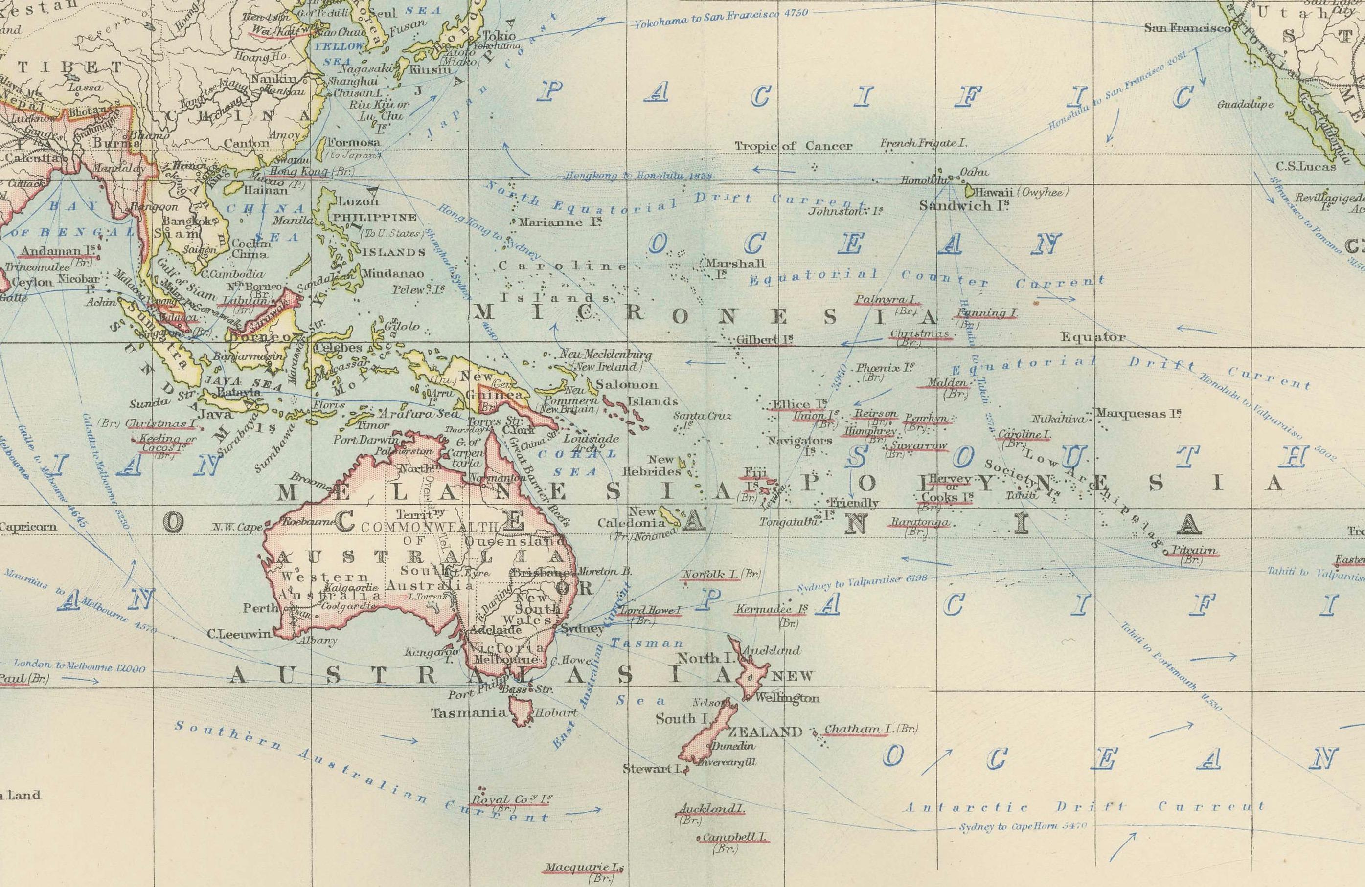Ancienne carte du monde sur la projection de Mercator, courants océaniques et routes commerciales 1903 en vente 5