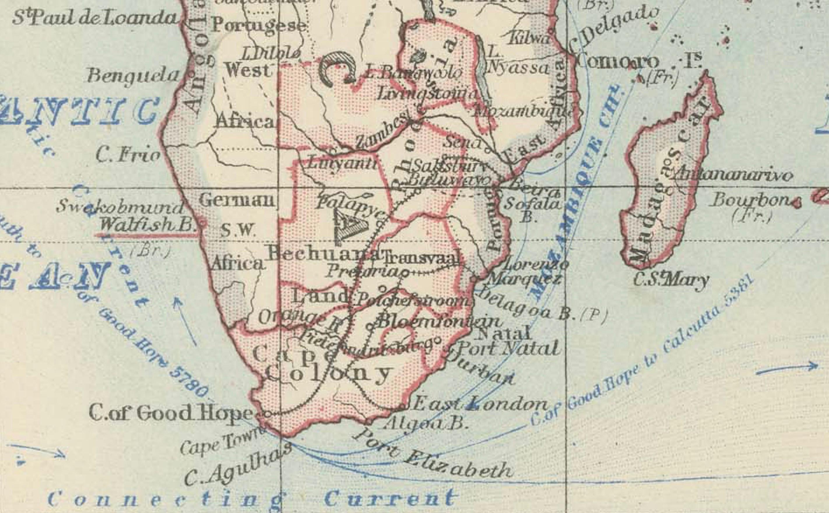 Titre : Carte du monde ancienne sur la projection de Mercator, 1903, montrant les courants océaniques et les routes commerciales

Description :
Cette carte ancienne, intitulée 