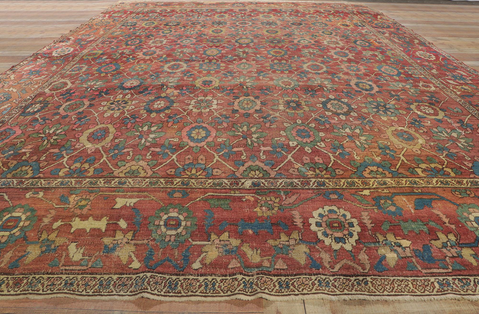 Antique-Worn Persian Bakshaish Rug, Laid-Back Luxury Meets Nostalgic Charm For Sale 3