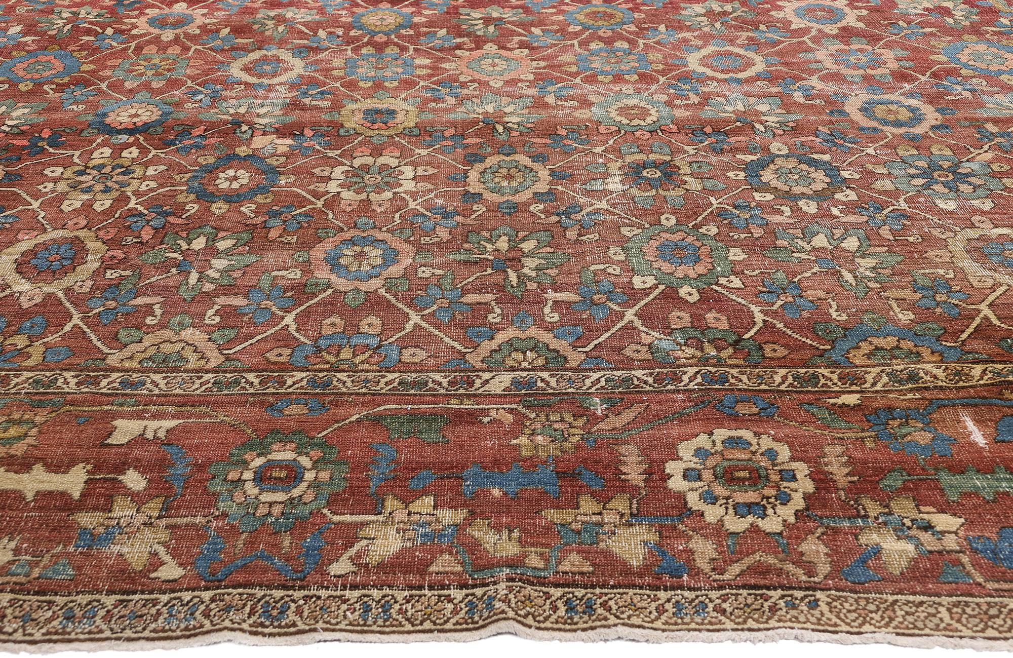 Persischer Bakshaish-Teppich des späten 19. Jahrhunderts mit traditionellem Stil im Zustand „Starke Gebrauchsspuren“ im Angebot in Dallas, TX