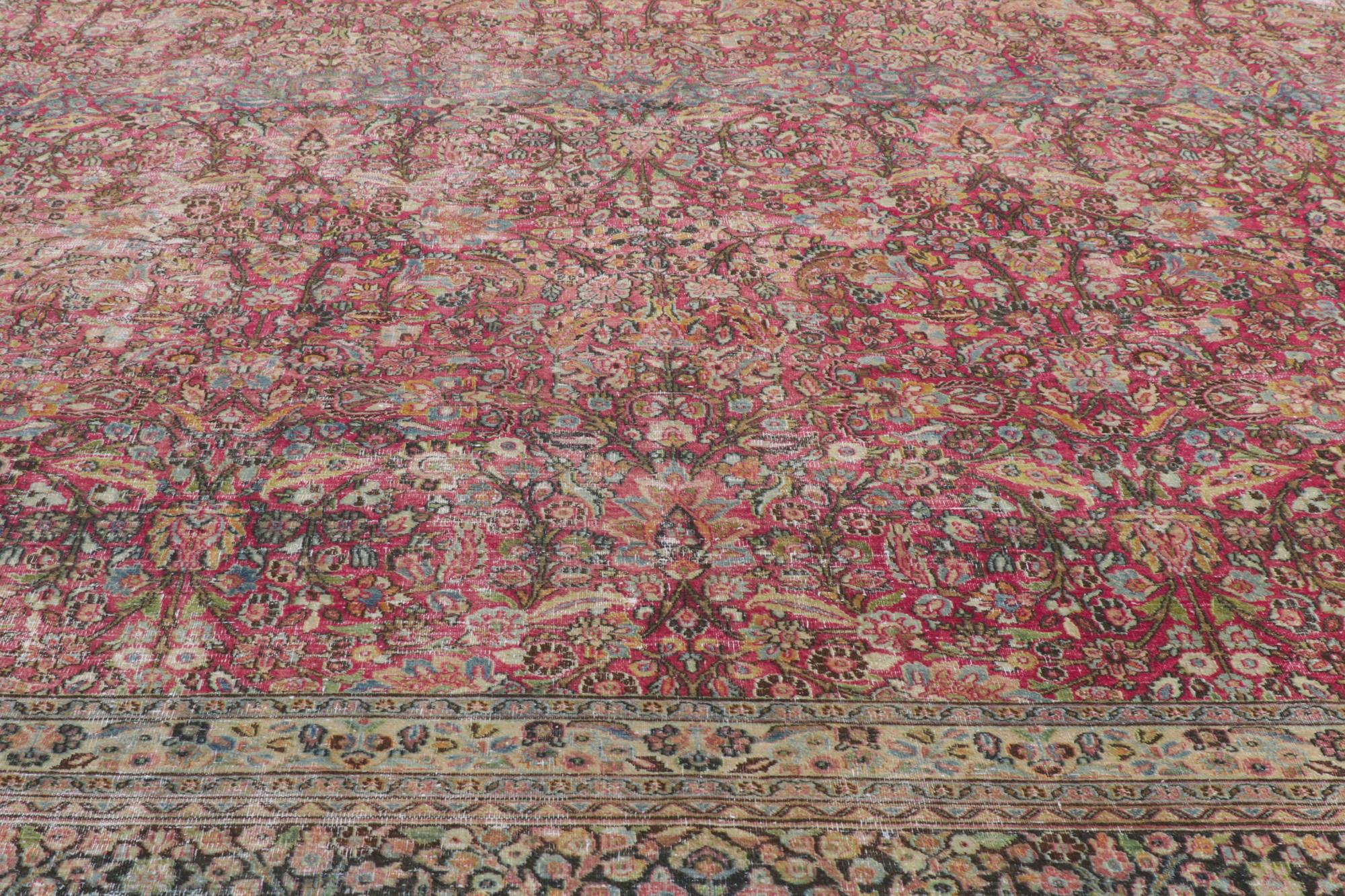 Antique-Worn Persian Khorassan Rug, Victorian Elegance Meets Weathered Finesse For Sale 5