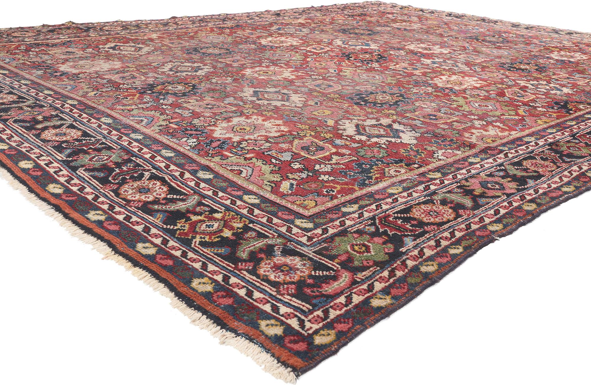 78660 Antique-Worn Persian Mahal Rug, 09'02 x 12'02.
​Experience the perfect blend of casual elegance and rustic sensibility in this hand knotted wool antique-worn Persian Mahal rug. Indulge in the intricate botanical design and traditional color