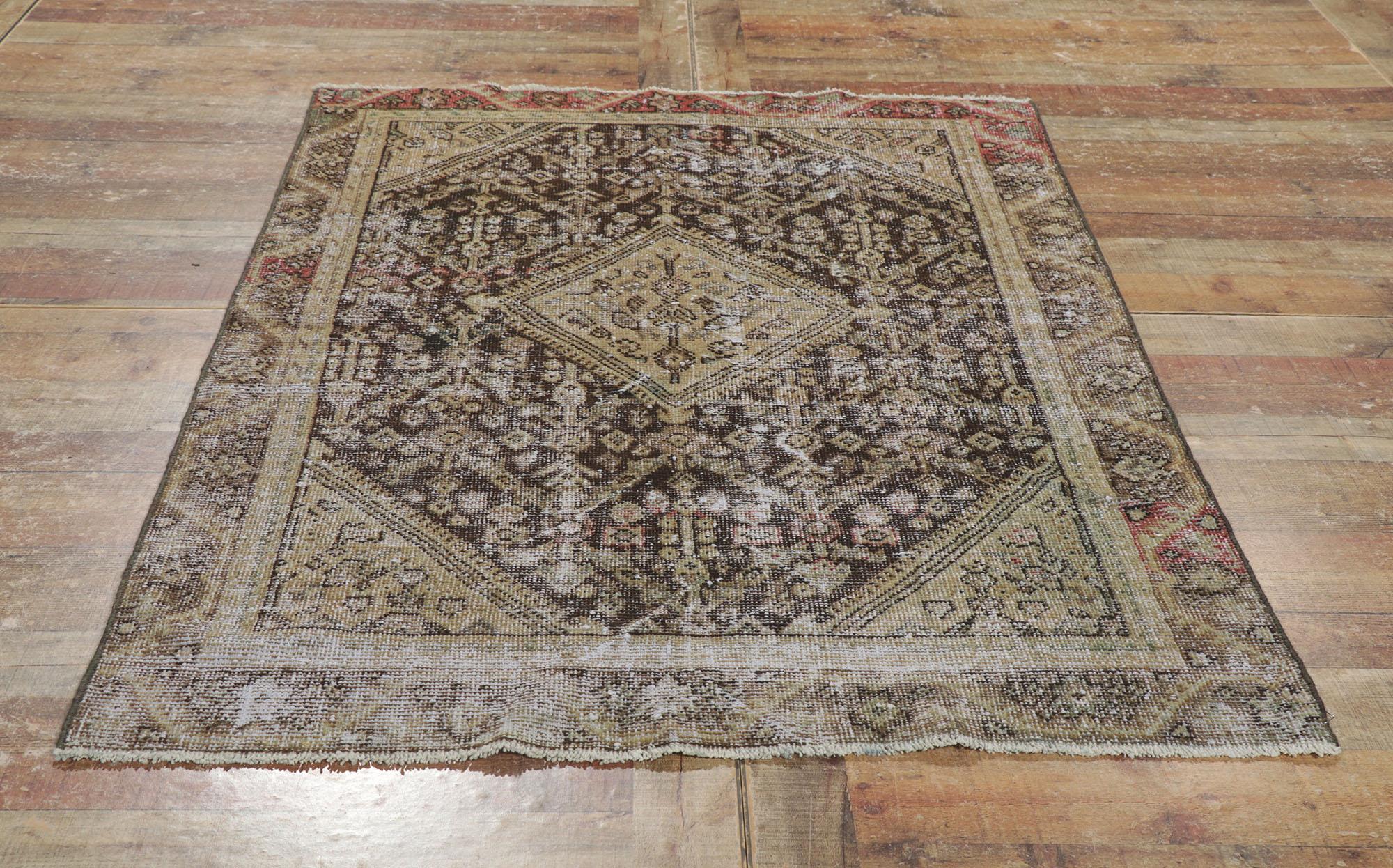 Antique-Worn Persian Mahal Rug, Relaxed Refinement Meets Rugged Beauty For Sale 3