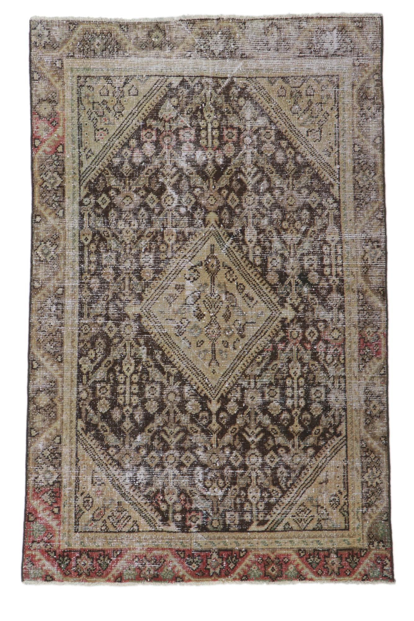 Antique-Worn Persian Mahal Rug, Relaxed Refinement Meets Rugged Beauty For Sale 5
