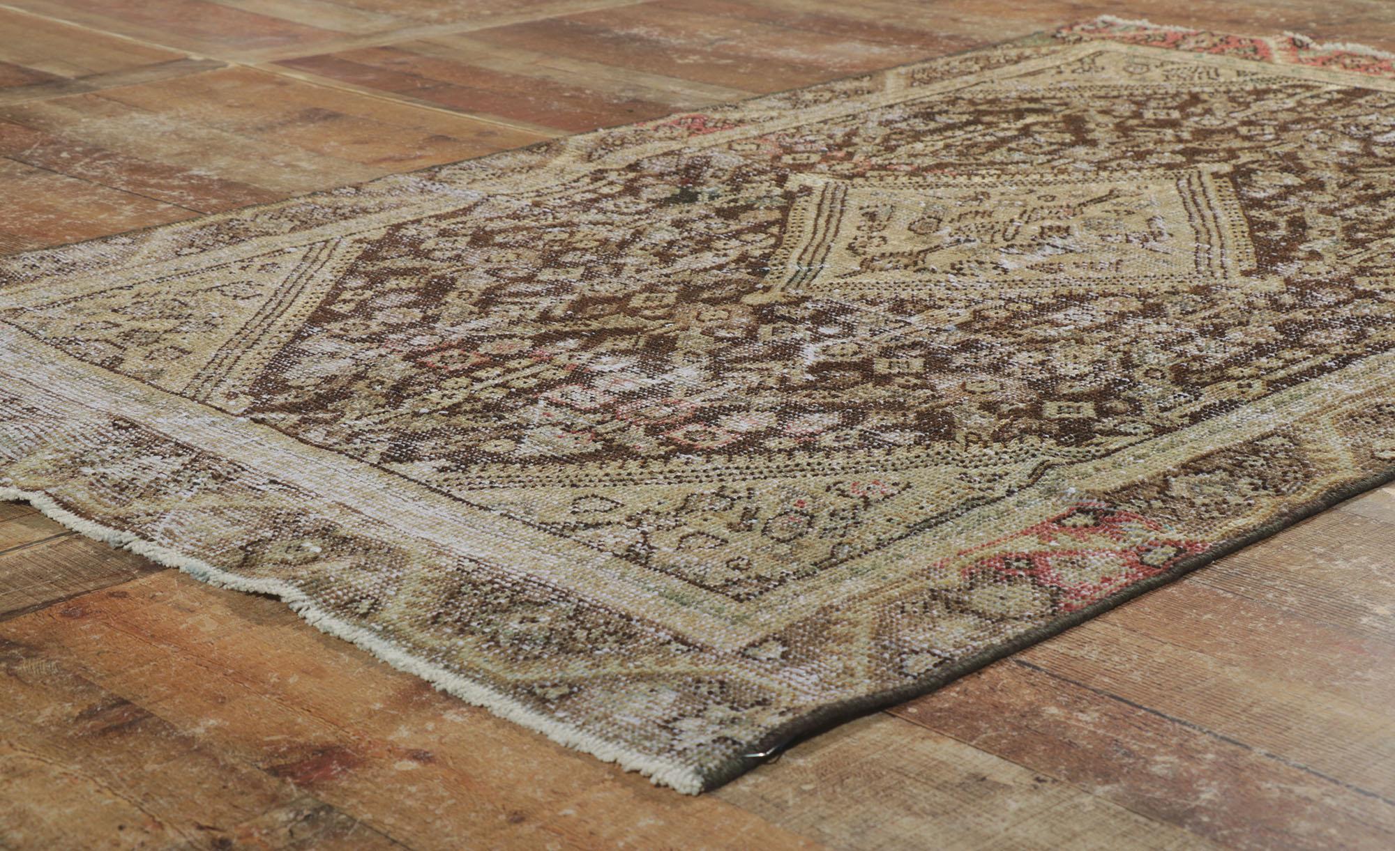 Antique-Worn Persian Mahal Rug, Relaxed Refinement Meets Rugged Beauty For Sale 2