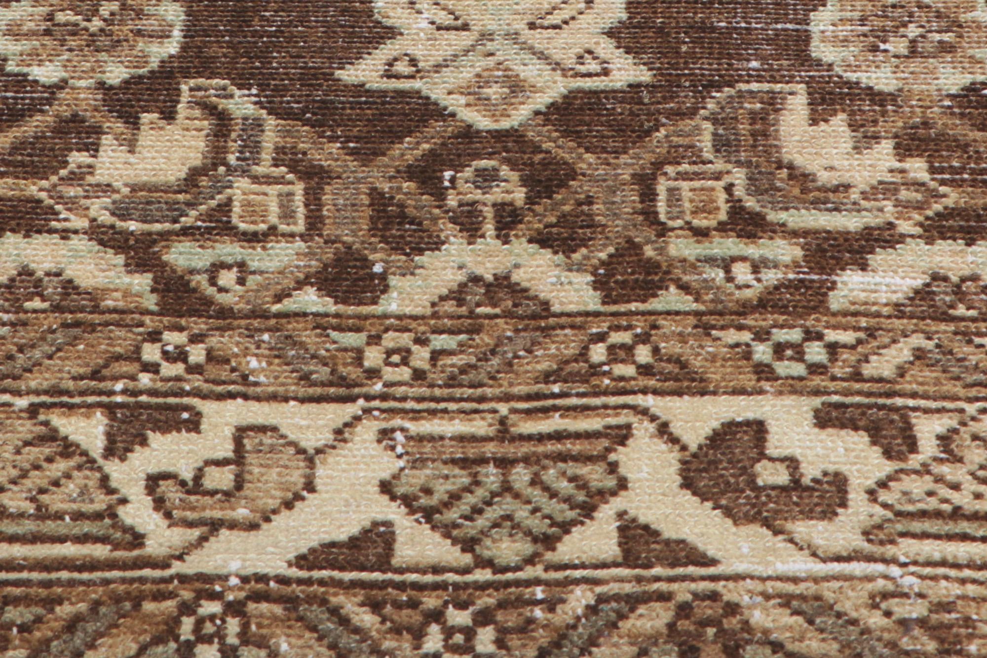 Wool Antique-Worn Persian Malayer Rug, Midcentury Modern Meets Weathered Finesse For Sale