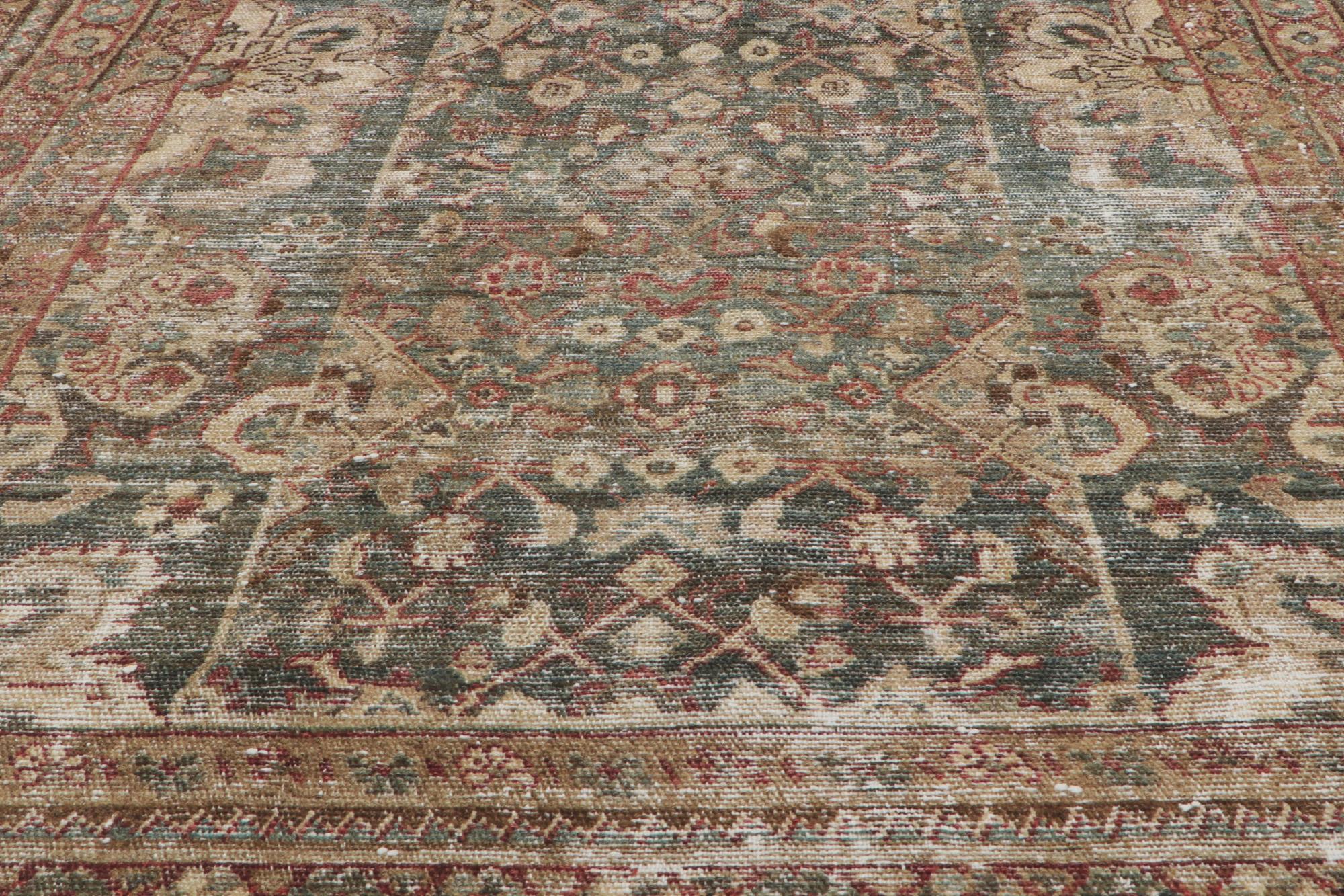 Antique-Worn Persian Malayer Rug, Relaxed Refinement Meets Rustic Charm For Sale 5