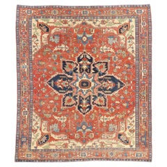 Tappeto Serapi persiano rosso antico del 1890, 10'01 x 11'08