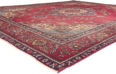 Antique-Worn Persian Tabriz Rug, Rustic Sensibility Meets Nostalgic Charm