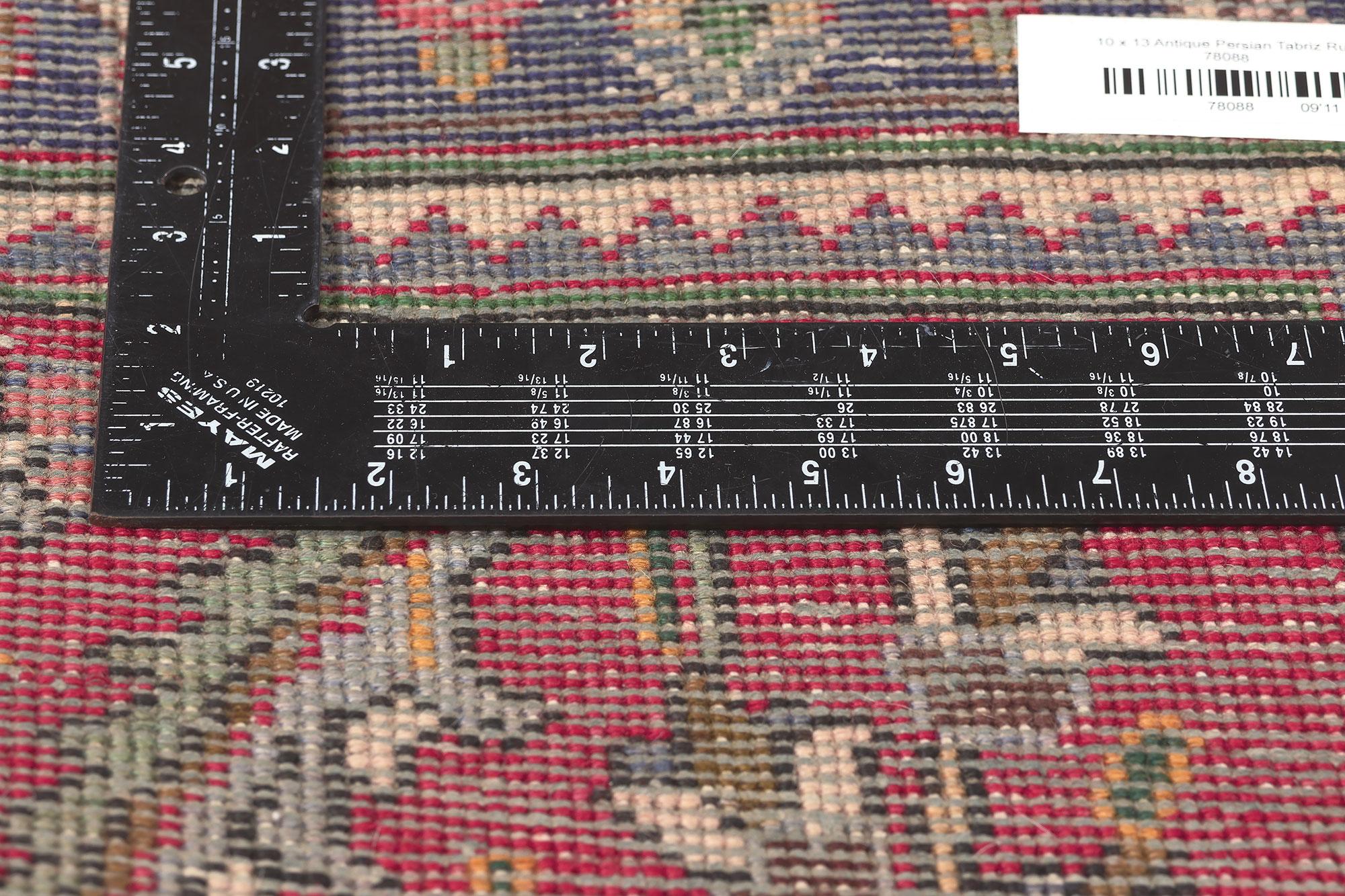 Wool Antique-Worn Persian Tabriz Rug, Rustic Sensibility Meets Nostalgic Charm For Sale