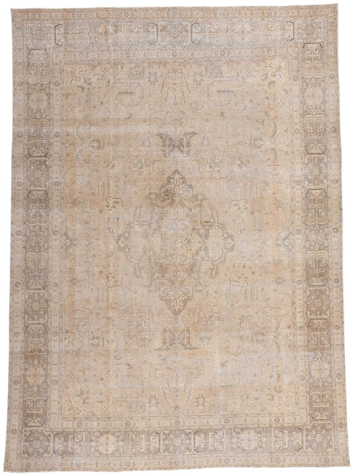 Antique Persian Tabriz Rug, Weathered Finesse Meets Tonal Elegance