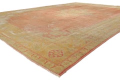 Antique-Worn Turkish Oushak Rug, Weathered Finesse Meets Relaxed Refinement