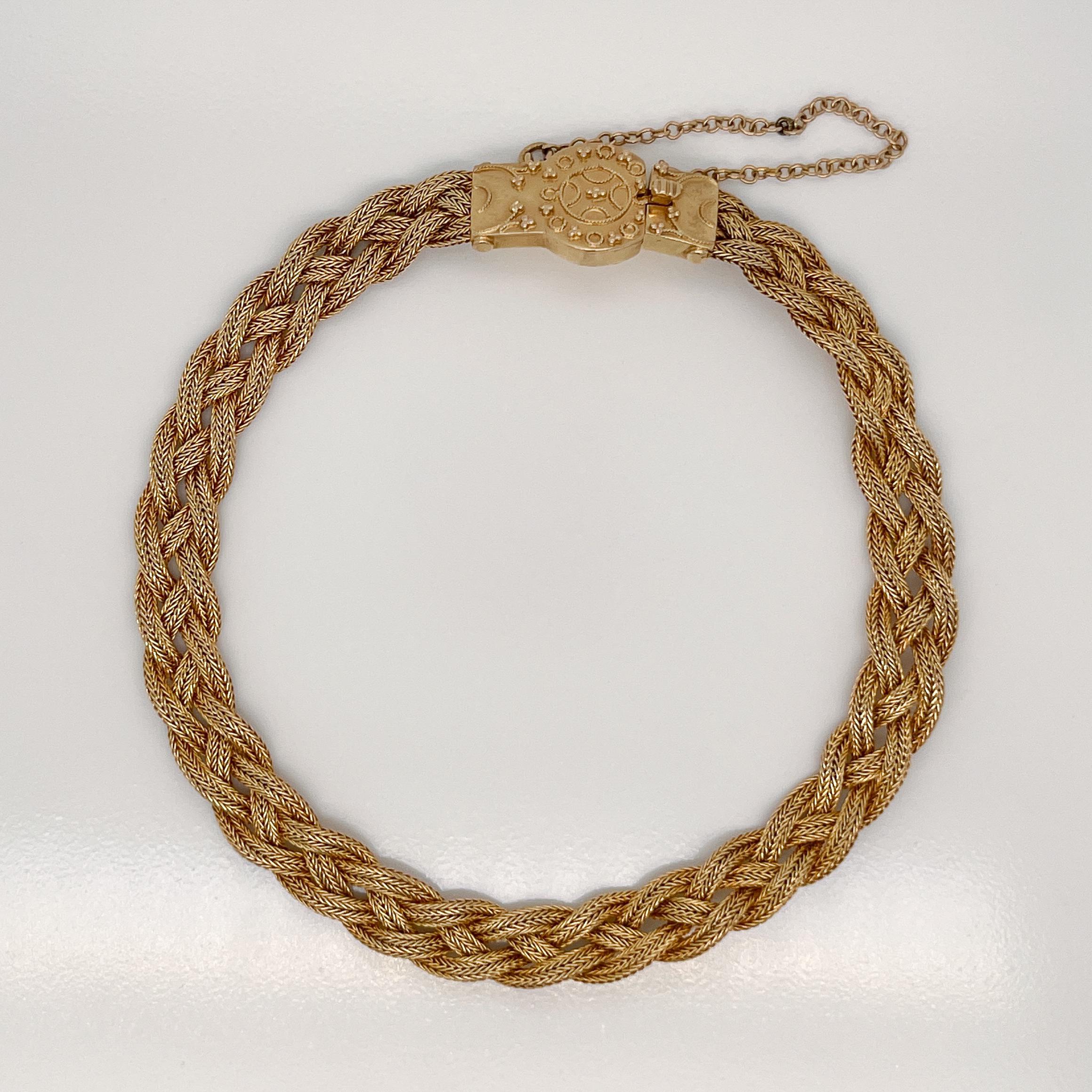 Antikes gewebtes Armband aus 14 Karat Gold im etruskischen Stil Damen im Angebot