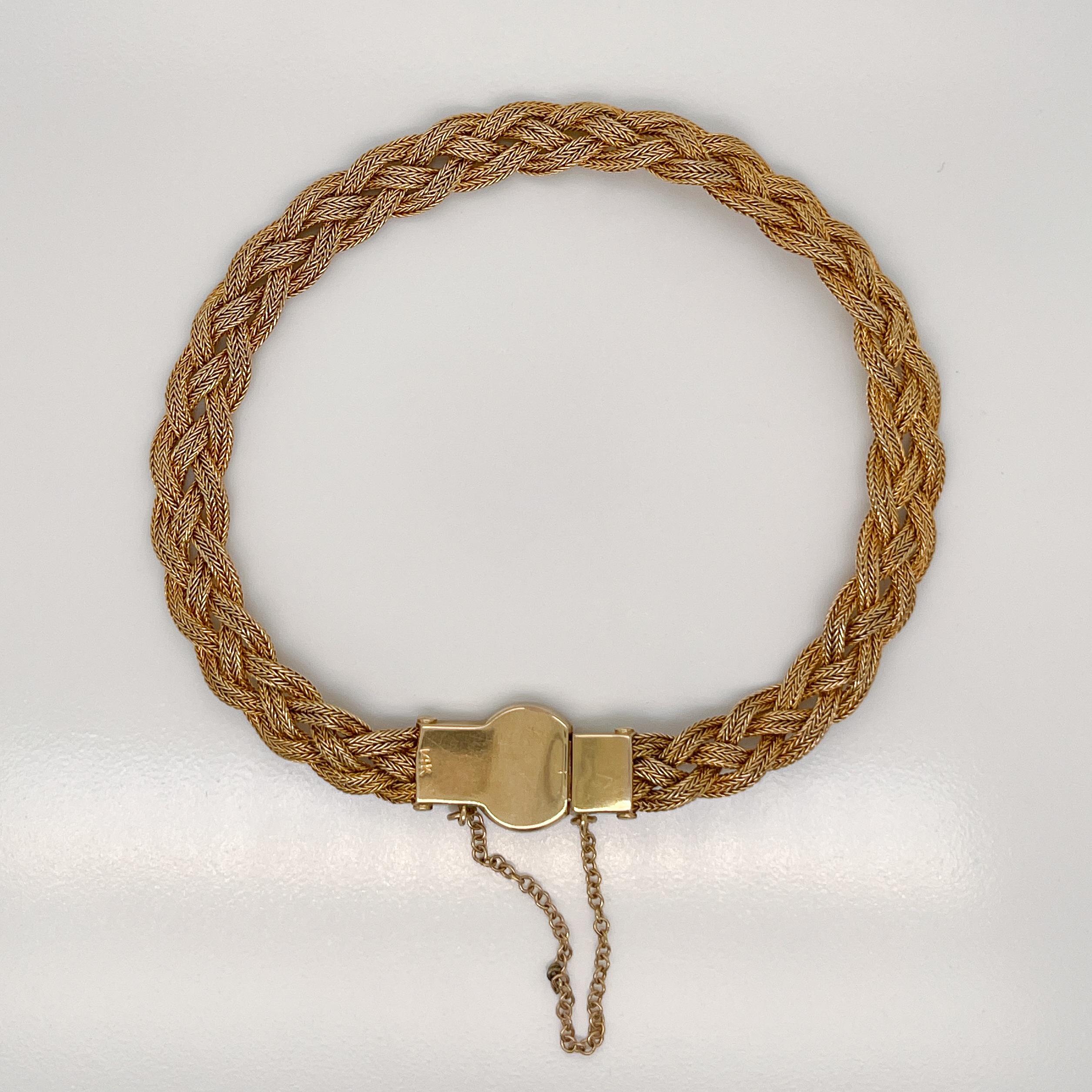 Etruscan Revival Antique Woven 14 Karat Gold Etruscan Style Bracelet For Sale