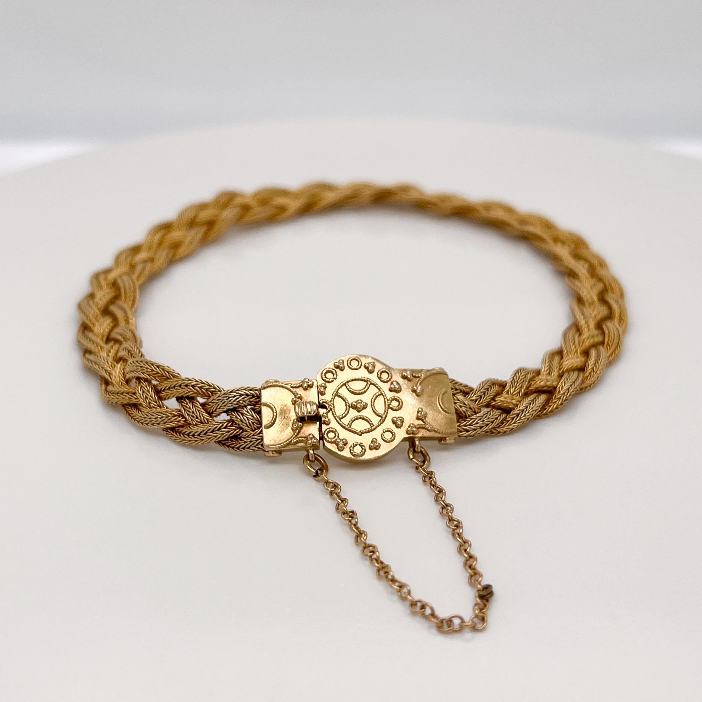 Antique Woven 14 Karat Gold Etruscan Style Bracelet In Good Condition For Sale In Philadelphia, PA