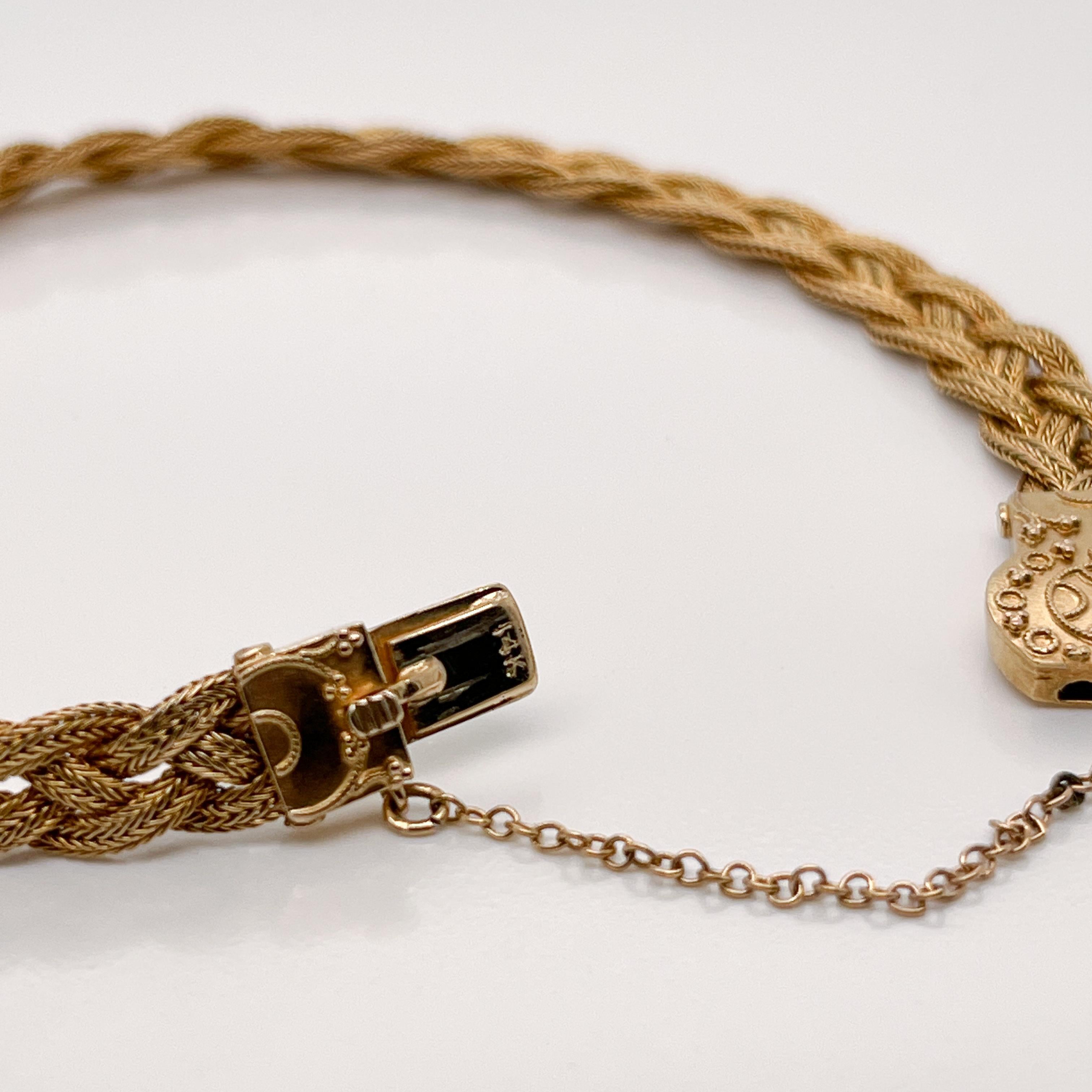 Women's Antique Woven 14 Karat Gold Etruscan Style Bracelet For Sale