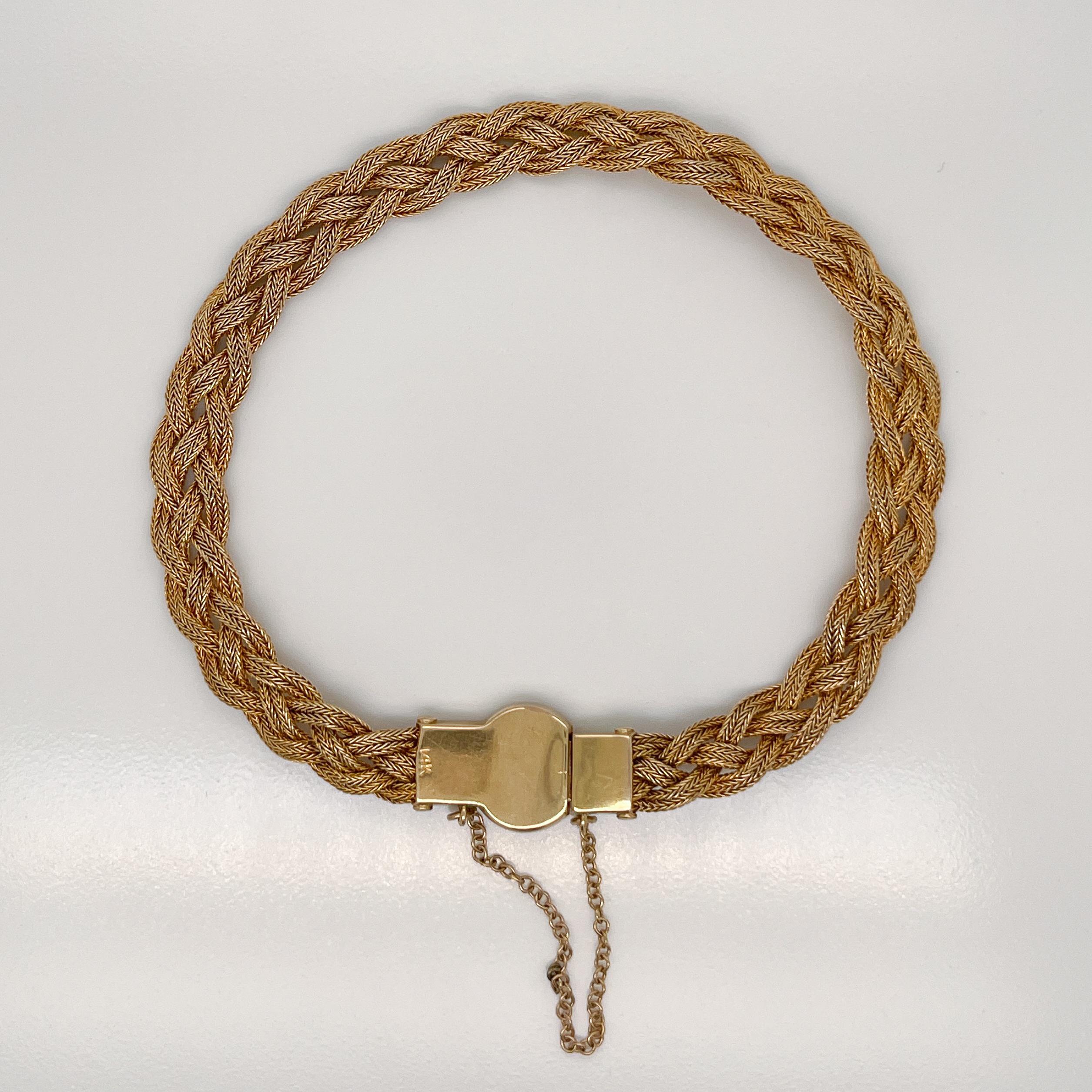Pulsera Tejida Antigua de Oro de 14 Kilates Estilo Etrusco en venta 3