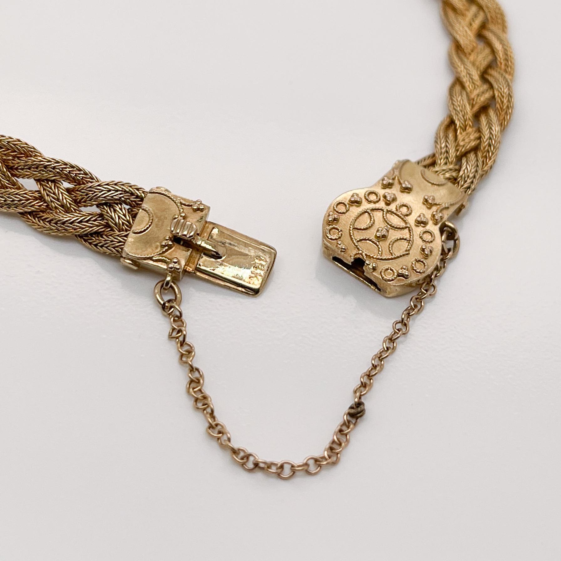 Antique Woven 14 Karat Gold Etruscan Style Bracelet For Sale 1