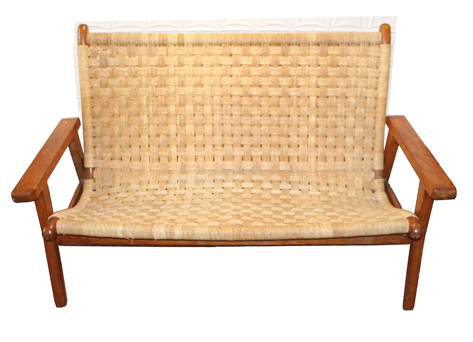 Wicker bench and matching chair.