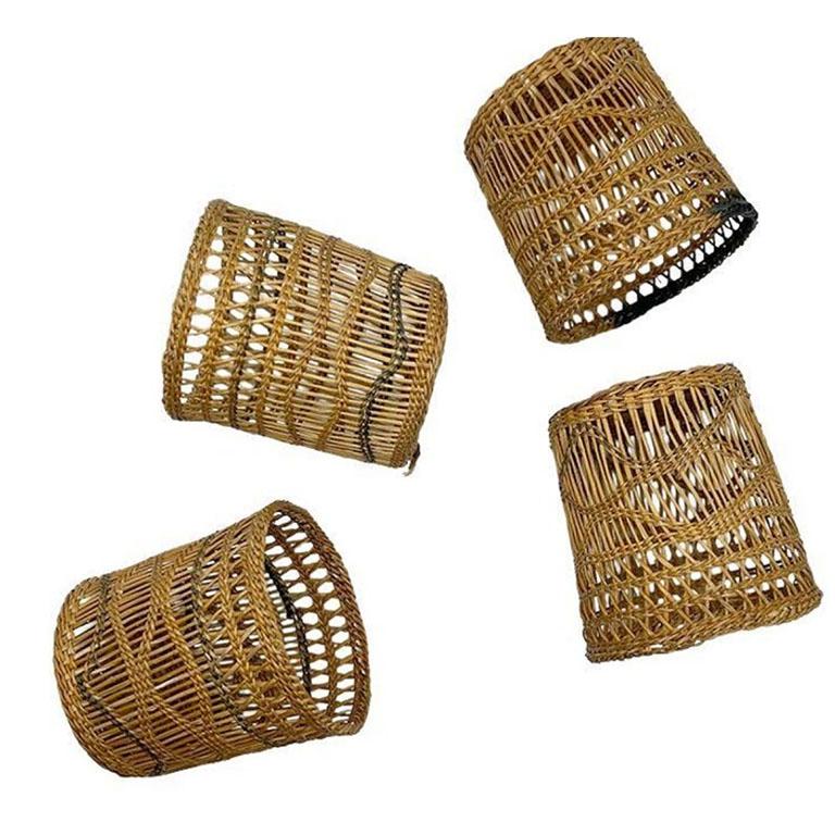 A set of four antique finely woven cup holders or cup sheaths. This set is from the 1920s and in fabulous condition for its age. 

Dimensions:
3