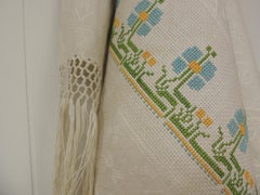 Antique Woven Floral Turkish Towels with Hand-Knotted Fringes