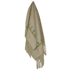 Antique Woven Floral Turkish Towels with Hand-Knotted Fringes