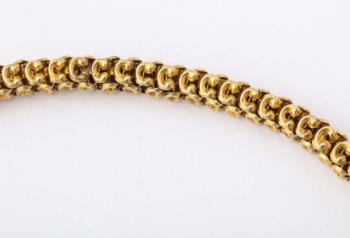 Antique Woven Gold Snake Necklace with Rubies and Diamond Drop 5